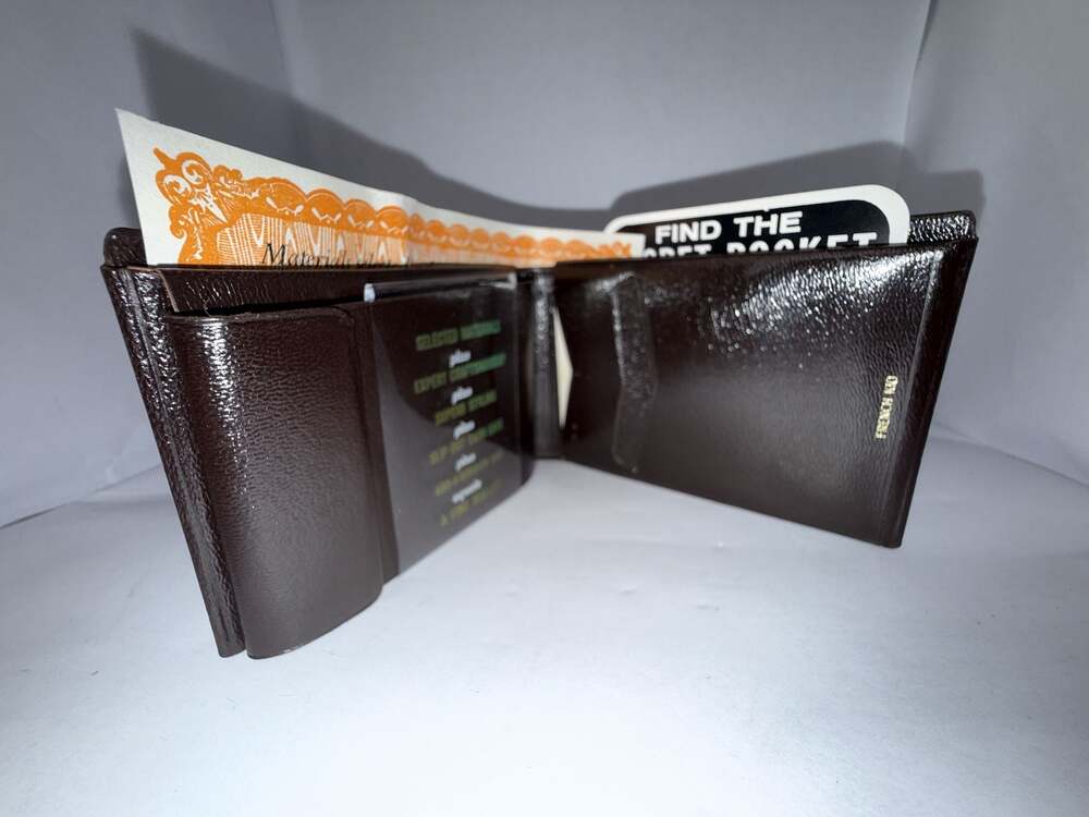 Vintage Beau Brummel Jet Swing Brown French Kid Leather Bifold Wallet